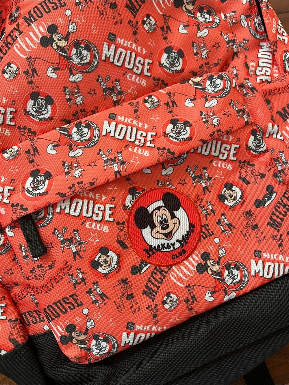 Red Mickey Mouse Club Printed Backpack